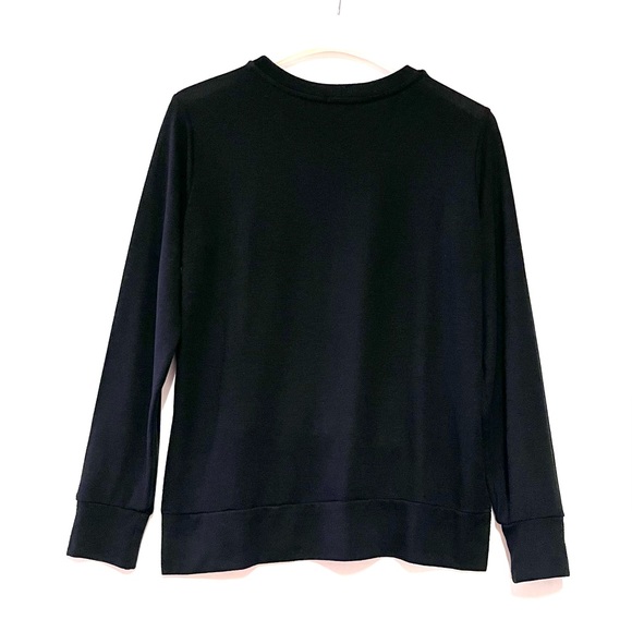 Beyond Yoga Just Chillin Long Sleeve Pullover Medium Black Split Hem Athleisure - Picture 3 of 10